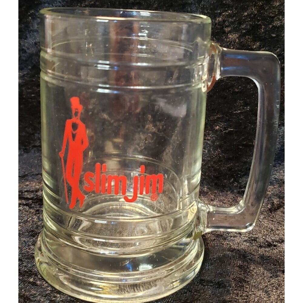 Vintage Slim Jim Brewery Beer Glass Mug Short 5" Mug Old Advertising a-13